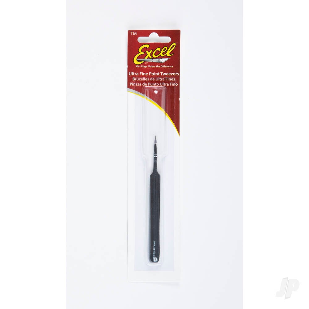 Straight Point Fine Point Tweezers, Black (Carded)-2
