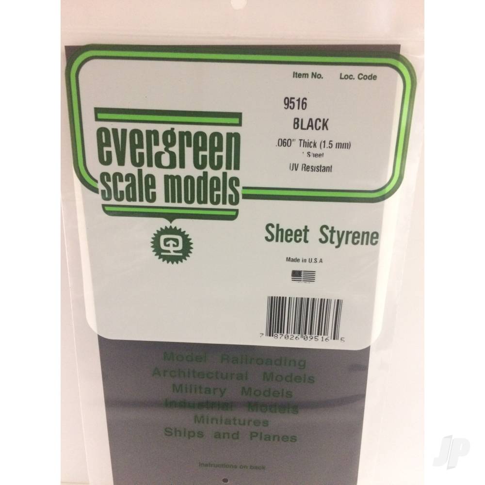 6x12in (15x30cm) Black Sheet .060in Thick (1 sheet per pack)-2