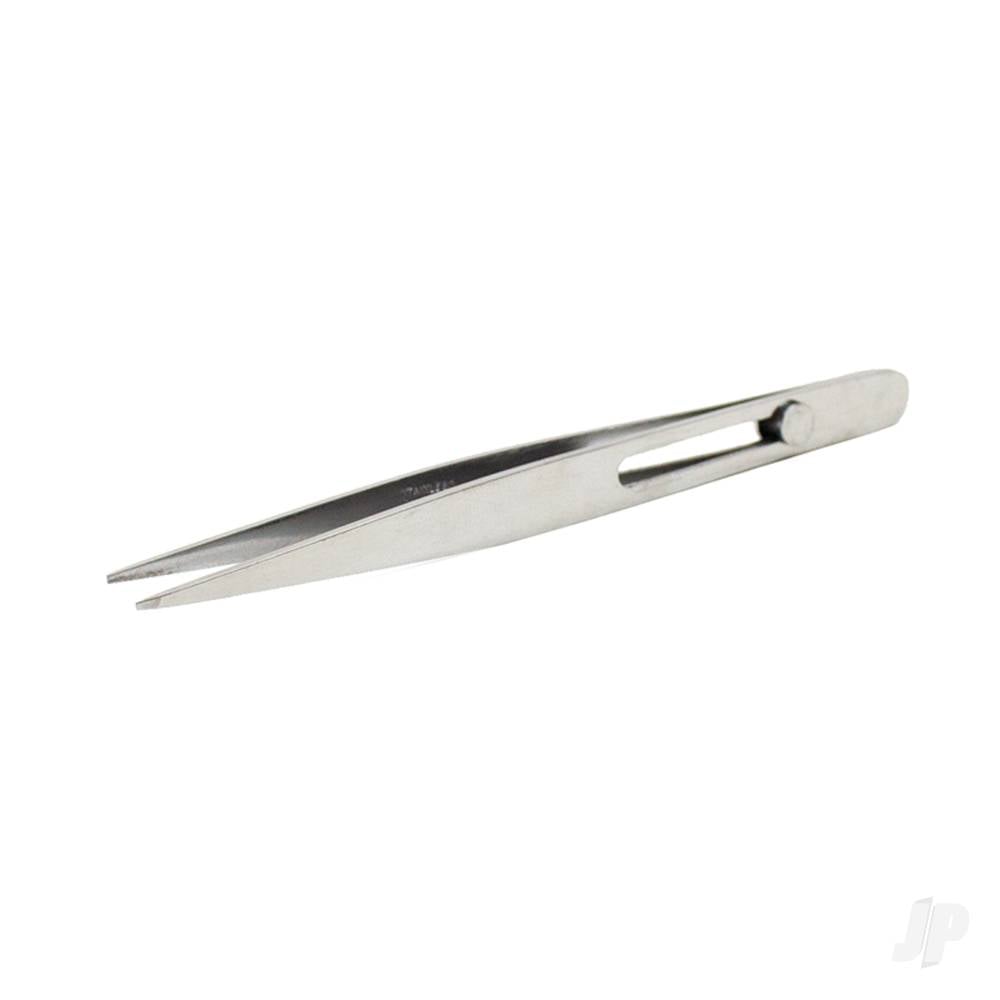 4.75in Pointed Slide Lock Stainless Steel Tweezers (Carded)