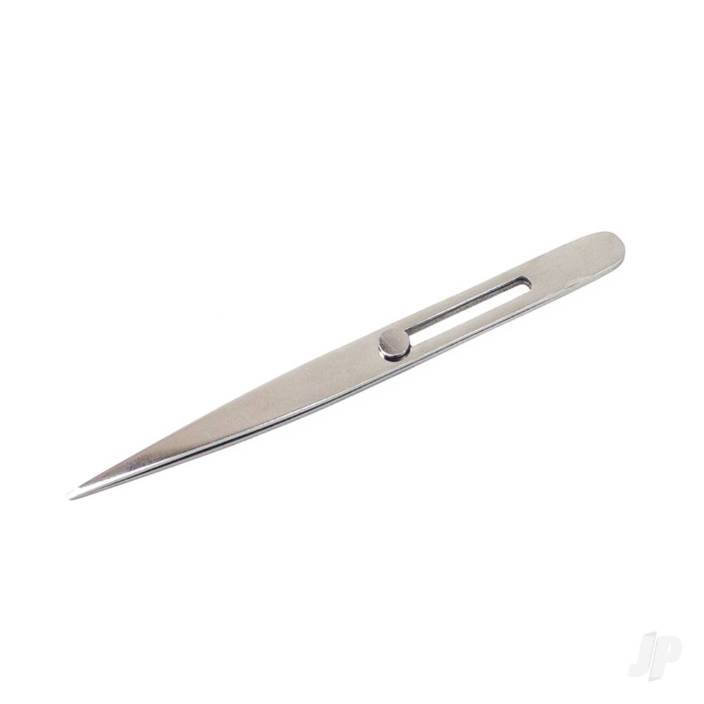 4.75in Pointed Slide Lock Stainless Steel Tweezers (Carded)-2