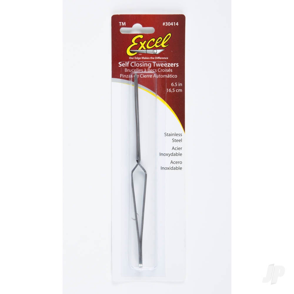 6.5in Large Self Closing Stainless Steel Tweezers (Carded)-2