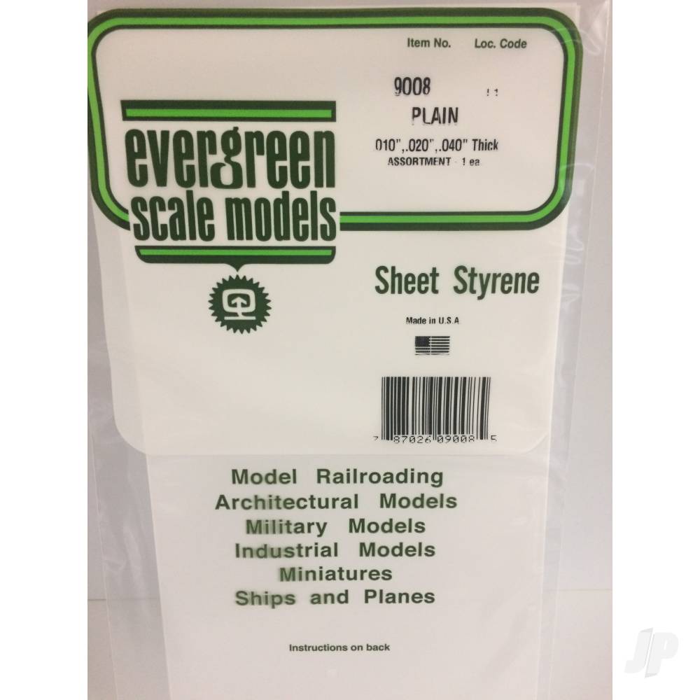 6x12in (15x30cm) White Sheet assortment (1 sheet each .010in, .020in, .040in per pack)-2