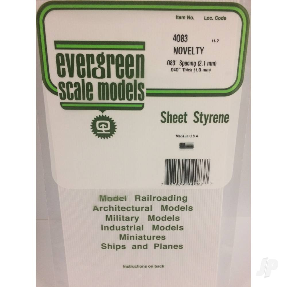 6x12in (15x30cm) Novelty Siding Sheet .040in (1.0mm) Thick .083in Spacing (1 Sheet per pack)-2