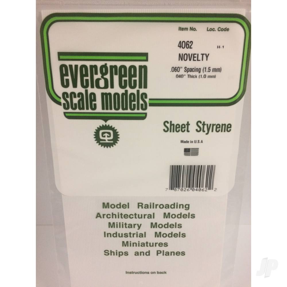 6x12in (15x30cm) Novelty Siding Sheet .040in (1.0mm) Thick .060in Spacing (1 Sheet per pack)-2