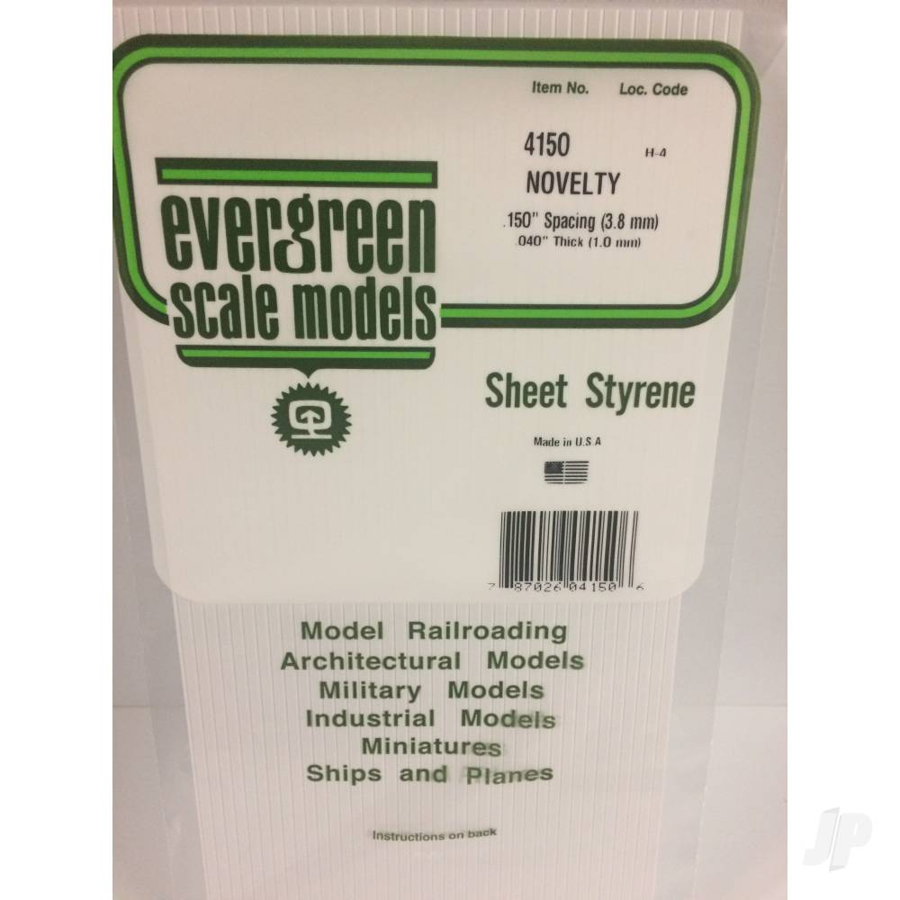 6x12in (15x30cm) Novelty Siding Sheet .040in (1.0mm) Thick .150in Spacing (1 Sheet per pack)-2