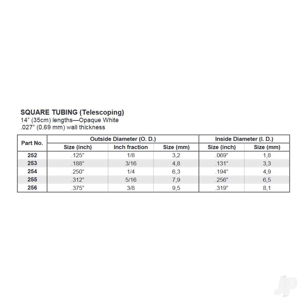 14in (35cm) Square Tube .250in (1/4in) (2 per pack)-4