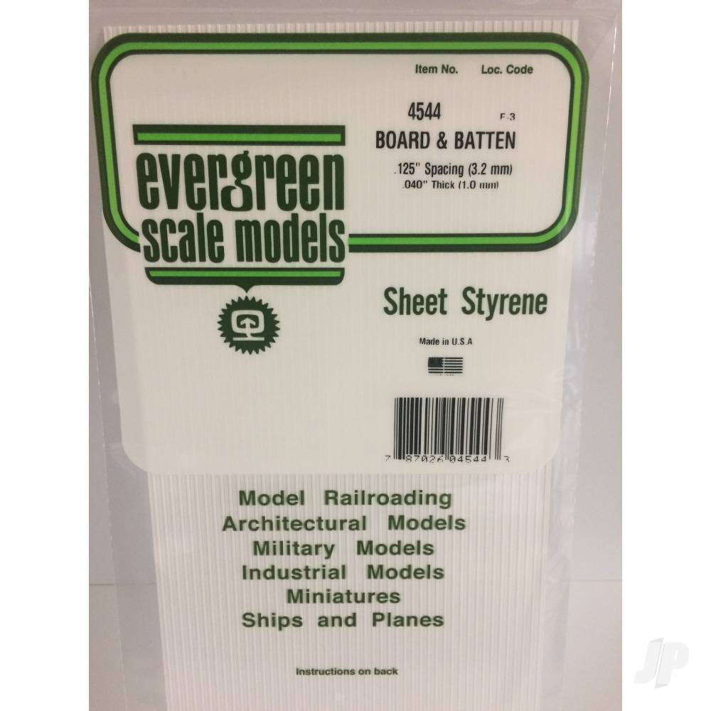 6x12in (15x30cm) Board & Batten Sheet .040in (1.0mm) Thick .125in Spacing (1 Sheet per pack)-2