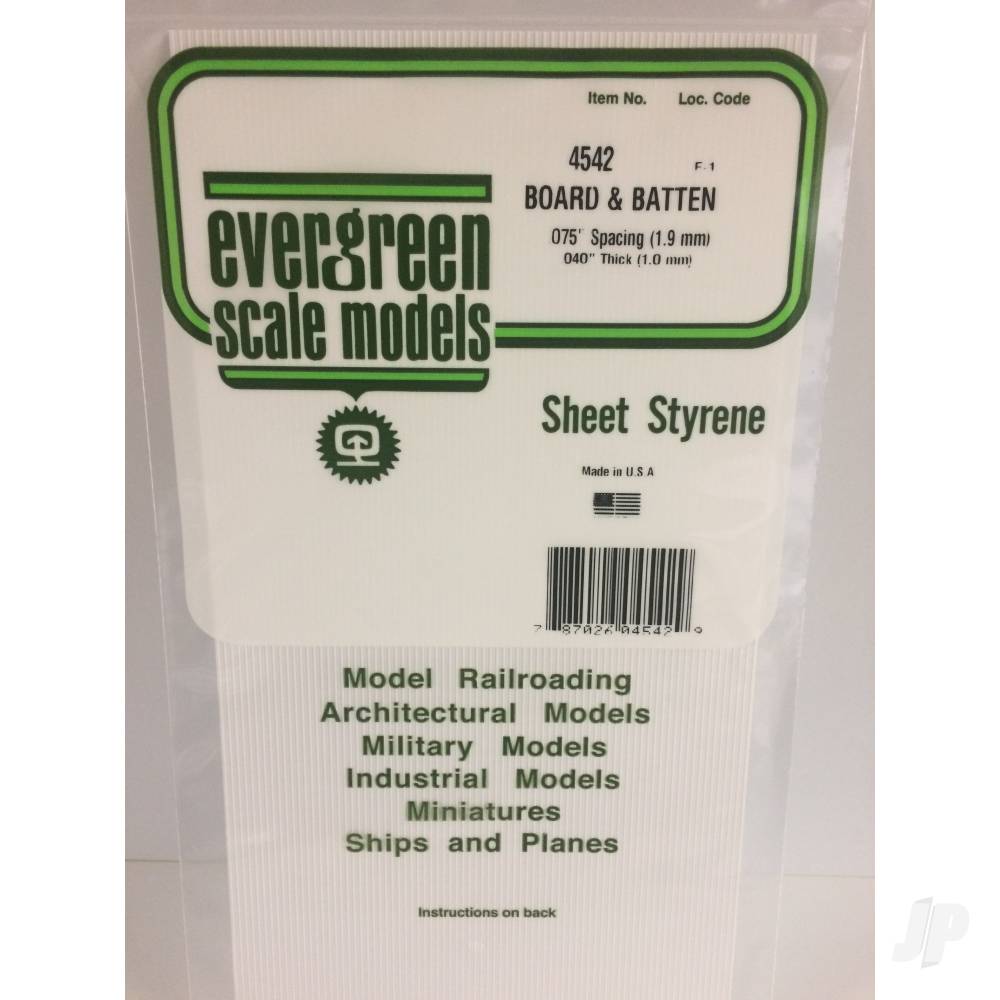 6x12in (15x30cm) Board & Batten Sheet .040in (1.0mm) Thick .075in Spacing (1 Sheet per pack)-2