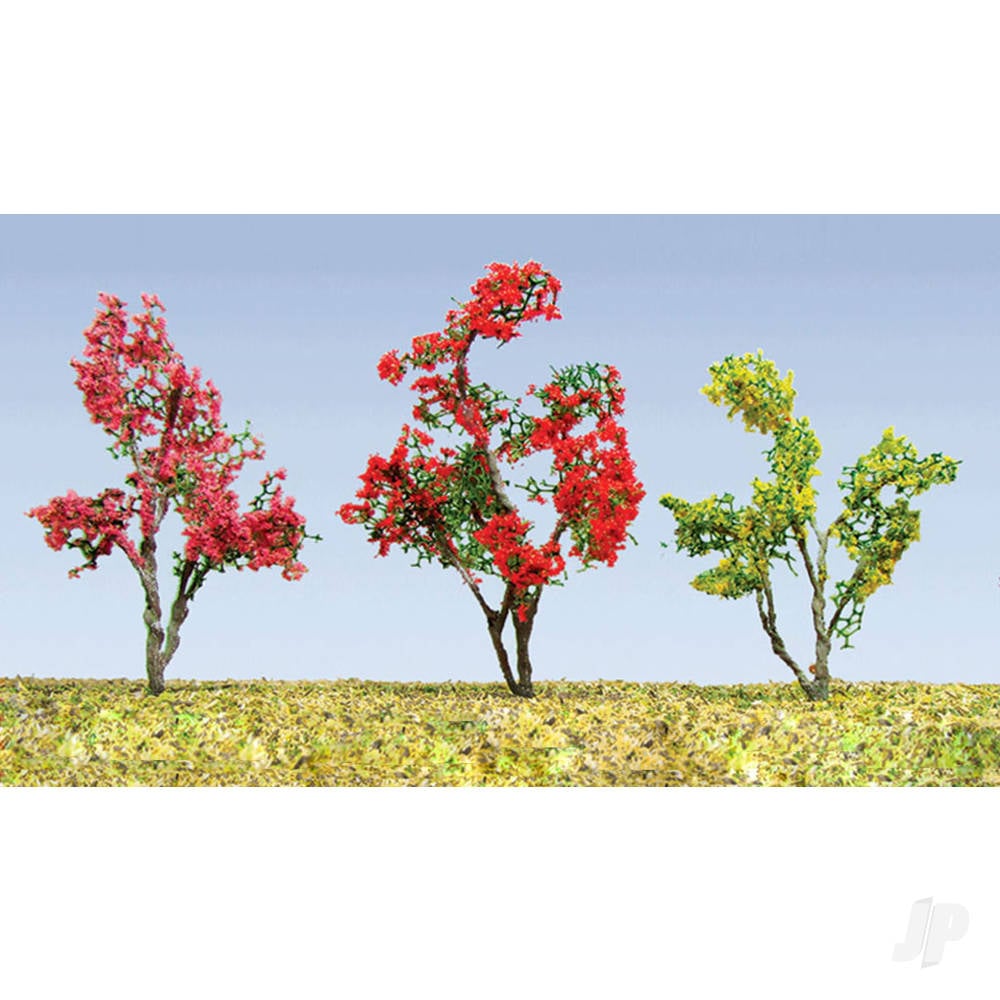 Flower Trees, Red, Pink, Yellow, Purple, 3/4in-1in, HO-Scale, (30 per pack)