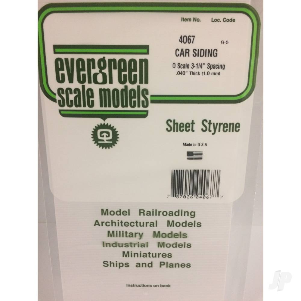 6x12in (15x30cm) O-Scale Car Siding Sheet .040in (1.0mm) Sheet (1 sheet per pack)-2