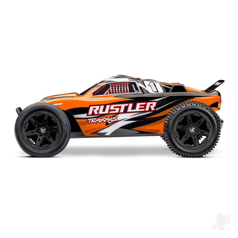 Traxxas Rustler HD 1:10 2WD RTR Stadium Truck, OrangeX (+ TQ 2-ch, XL-5, Titan 550, 7-Cell NiMH, 4A USB-C Charger, Clipless Body)-3