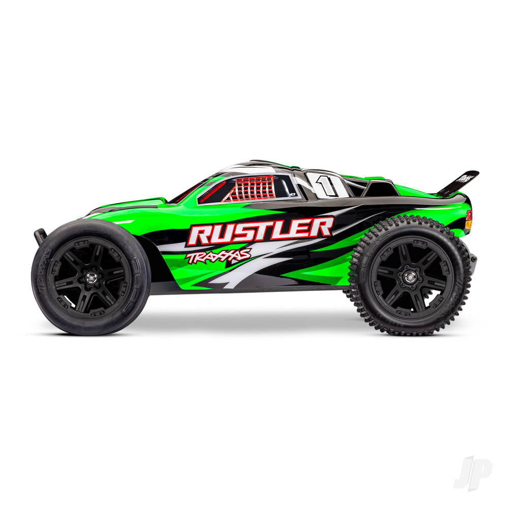 Traxxas Rustler HD 1:10 2WD RTR Stadium Truck, GreenX (+ TQ 2-ch, XL-5, Titan 550, 7-Cell NiMH, 4A USB-C Charger, Clipless Body)-3