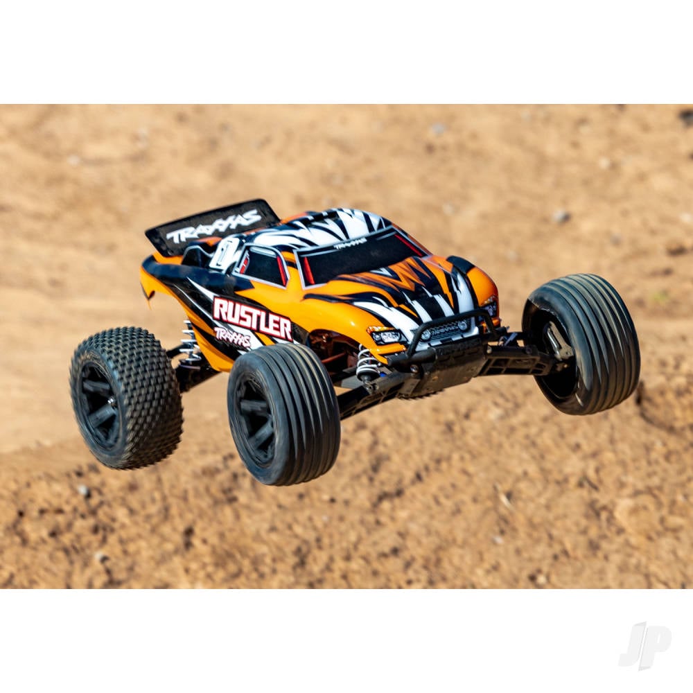 Traxxas Rustler HD 1:10 2WD RTR Stadium Truck, OrangeX (+ TQ 2-ch, XL-5, Titan 550, 7-Cell NiMH, 4A USB-C Charger, Clipless Body)-4