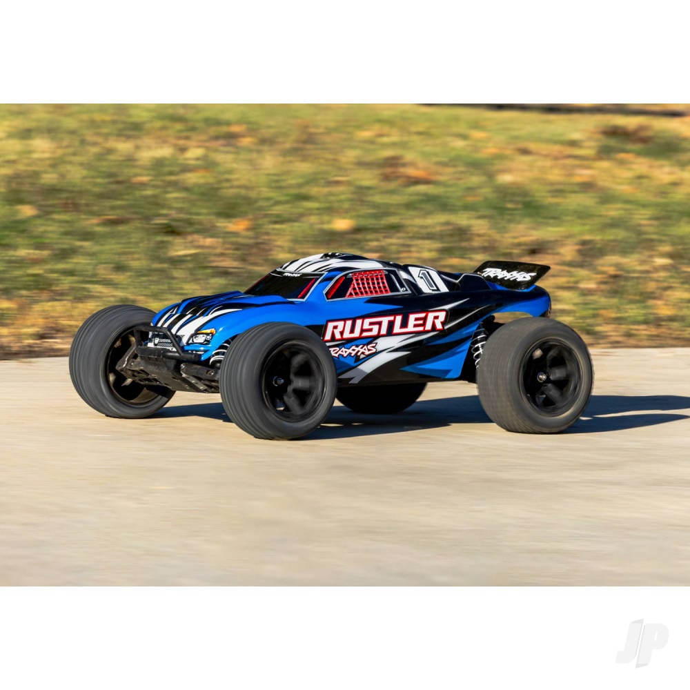 Traxxas Rustler HD 1:10 2WD RTR Stadium Truck, BlueX (+ TQ 2-ch, XL-5, Titan 550, 7-Cell NiMH, 4A USB-C Charger, Clipless Body)-4