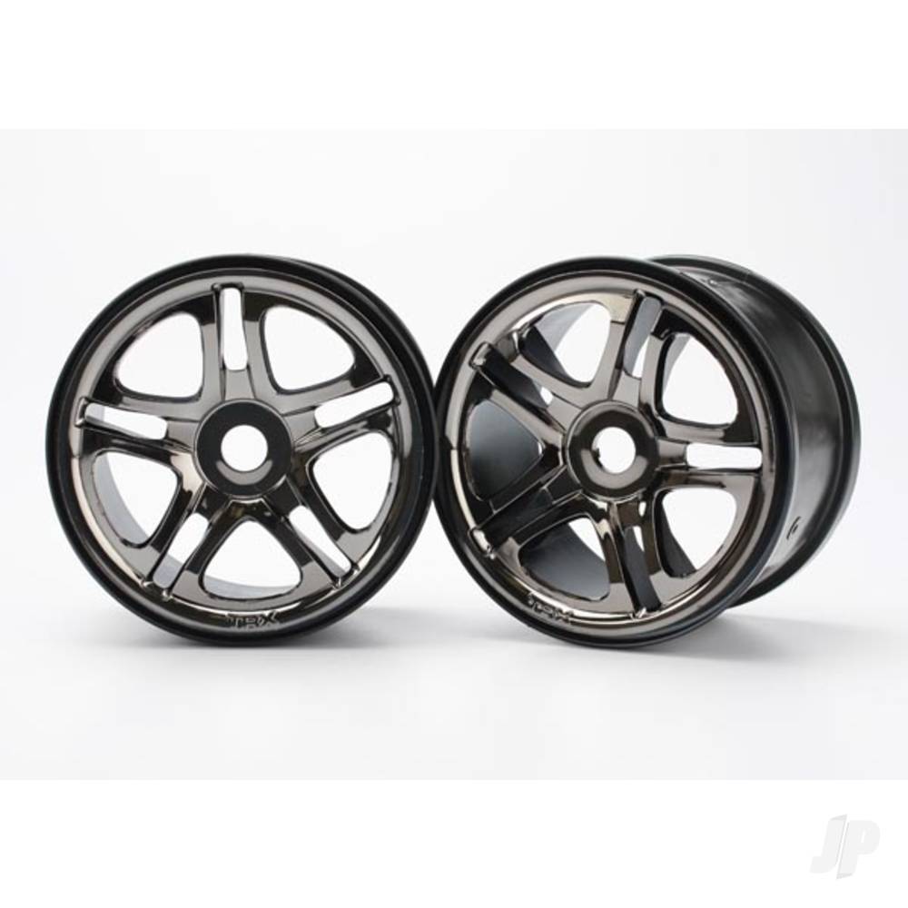 Traxxas Wheels, SS (split spoke) 3.8" (black chrome) (2) (use with 17mm splined wheel hubs & nuts, part #5353X) (fits Revo/T-Maxx/E-Maxx)-1