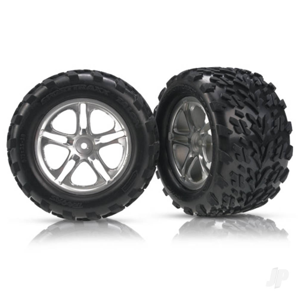 traxxas-tyres-wheels-assembled-glued-ss-split-spoke-satin-finish-wheels-talon-tyres-foam-inserts-2-fits-maxx-wsealed-pivot-ball-suspension-revo