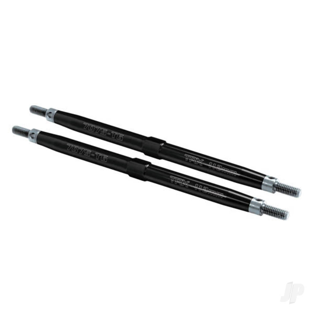 Traxxas Toe links, Maxx (Tubes Black-anodised, 7075-T6 aluminium, stronger than Titanium) (112mm, Front) (2 pcs) / rod ends (4 pcs) / aluminium wrench (1pc) (For Maxx models with sealed pivot ball suspension & 3.8' wheels)