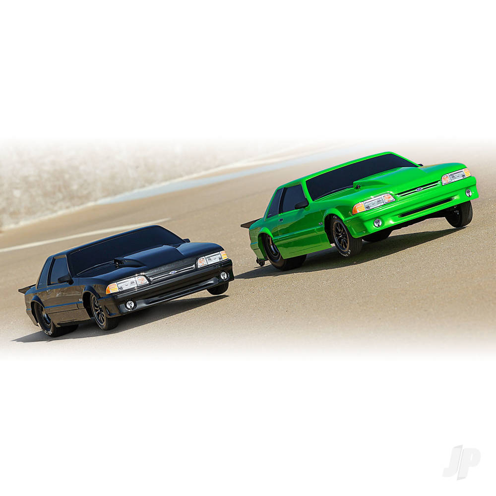 Traxxas Body, Ford Mustang, Fox Body, Green (painted, decals applied) (includes side mirrors, wing, wing retainer, rear body mount posts, foam body bumper, & mounting hardware)-8
