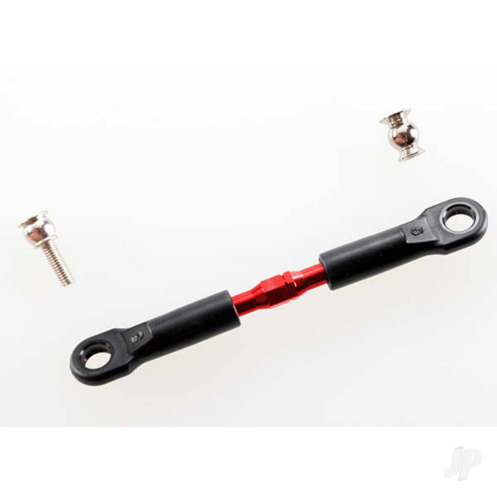 Traxxas Turnbuckle, aluminium (Red-anodised), camber link, Front, 39mm (1pc) (assembled with rod ends) / hollow balls (2 pcs) (See part 3741X for complete camber link Set)