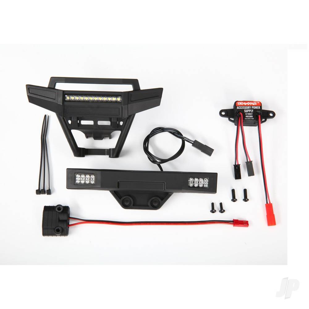 Traxxas LED light set, complete (includes front and rear bumpers with LED lights, 3-volt accessory power supply, and power tap connector (with cable) (fits #9011 body)