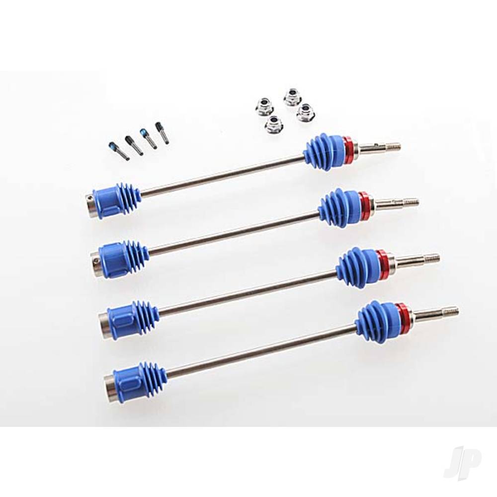 Traxxas Driveshafts, Revo / Maxx (Steel constant-velocity) (assembled with inner & outer dust boots) (for models with sealed pivot ball suspension & 3.8'' wheels) (4 pcs)