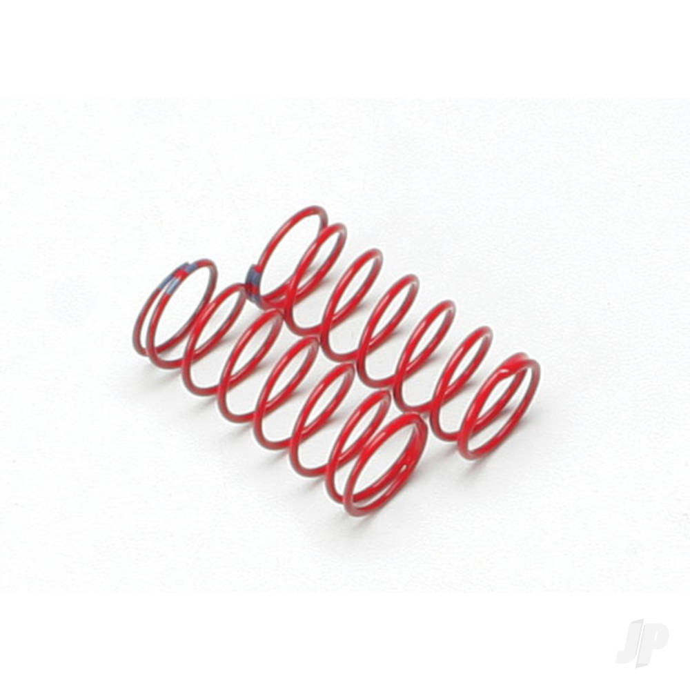 Traxxas Spring, shock (Red) (GTR) (1.6 rate double Blue stripe) (1 pair)