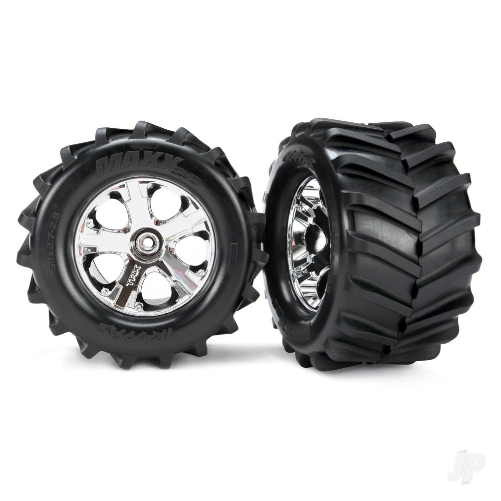 Traxxas Tyres & Wheels, Assembled Glued 2.8in Maxx Tyres (2 pcs)