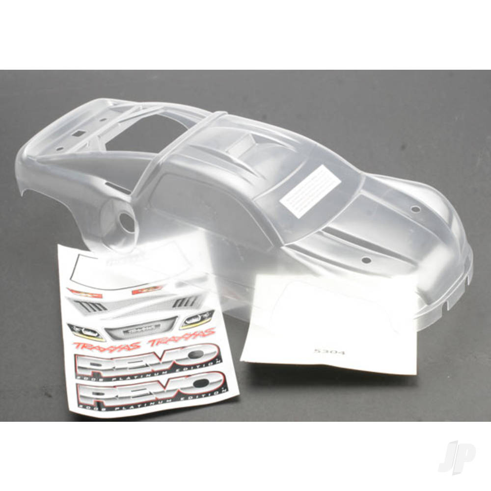 Traxxas Body, Revo (Platinum Edition) (Clear, requires painting) / Decal sheet