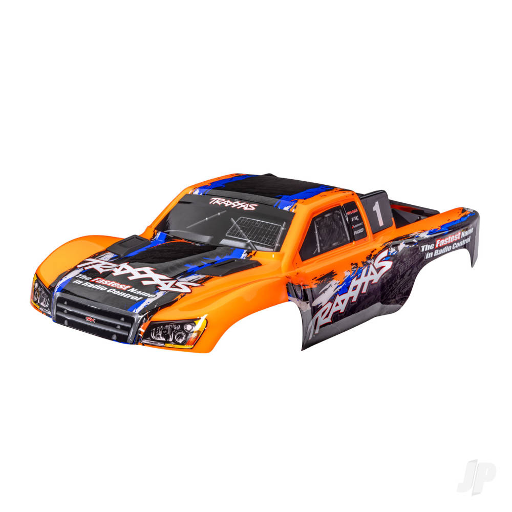 Traxxas Body, Slash 4X4 (also fits Slash VXL & Slash 2WD), Orange (painted, decals applied) (assembled with front & rear latches for clipless mounting)