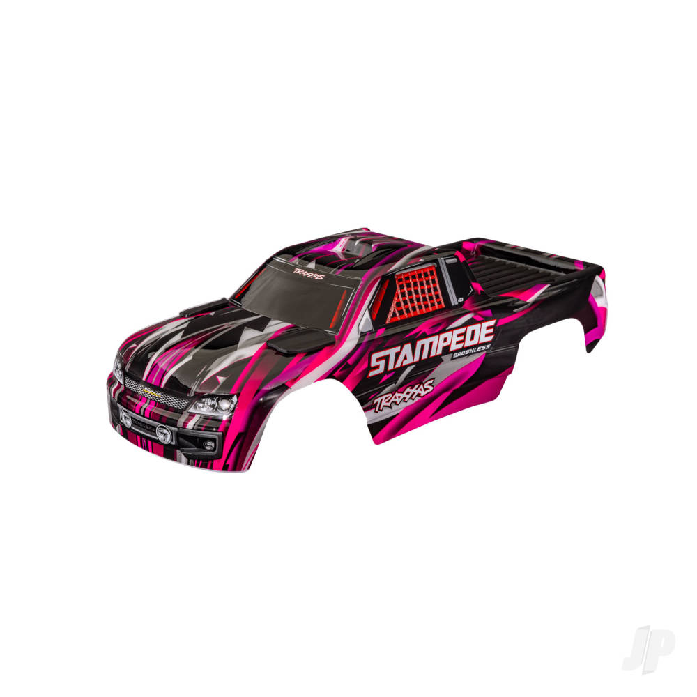 Traxxas Body, Stampede (also fits Stampede VXL), Pink (painted, decals applied) (assembled with front & rear body mounts for clipless mounting)