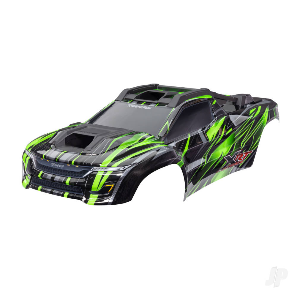 Traxxas Body, XRT Ultimate, Green (painted, decals applied) (assembled with front & rear body supports for clipless mounting, roof & hood skid pads)