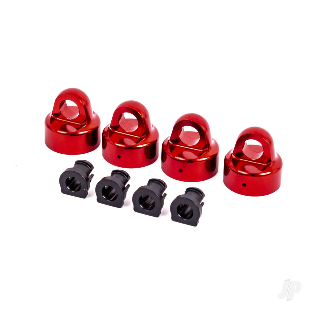 Traxxas Shock caps, aluminium (Red-anodised), GT-Maxx shocks (4 pcs) / spacers (4 pcs) (for Sledge)