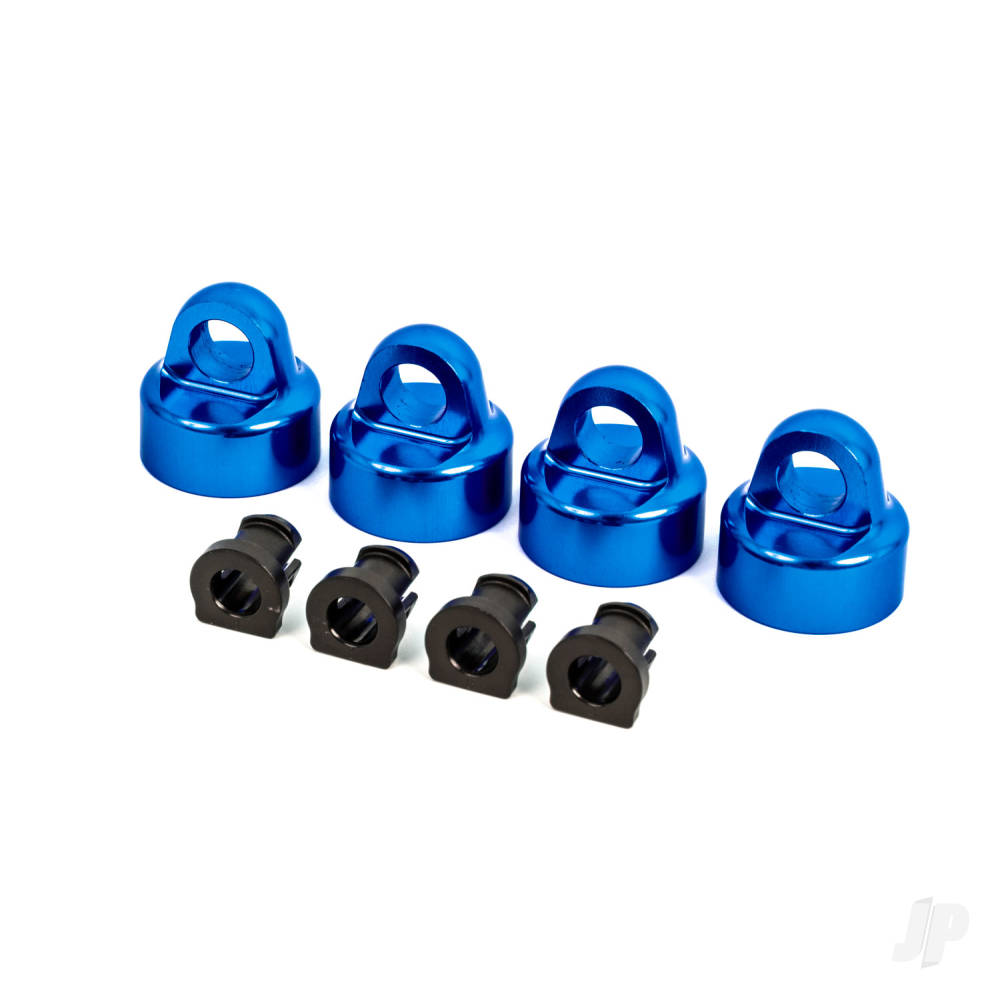 Traxxas Shock caps, aluminium (Blue-anodised), GT-Maxx shocks (4 pcs) / spacers (4 pcs) (for Sledge)