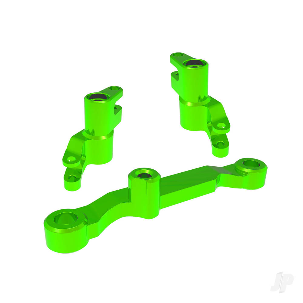 Traxxas Steering bellcranks, draglink (Green-anodised 6061-T6 aluminium), 3x13mm SS (with threadlock) (2), 3x12mm BCS (with threadlock) (2), 5x8x2.5mm ball bearings (2), 5x10x4mm ball bearings (2)