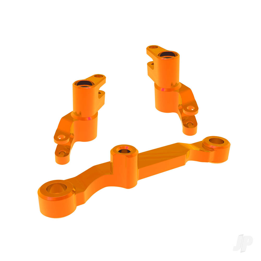 Traxxas Steering bellcranks, draglink (Orange-anodised 6061-T6 aluminium), 3x13mm SS (with threadlock) (2), 3x12mm BCS (with threadlock) (2), 5x8x2.5mm ball bearings (2), 5x10x4mm ball bearings (2)