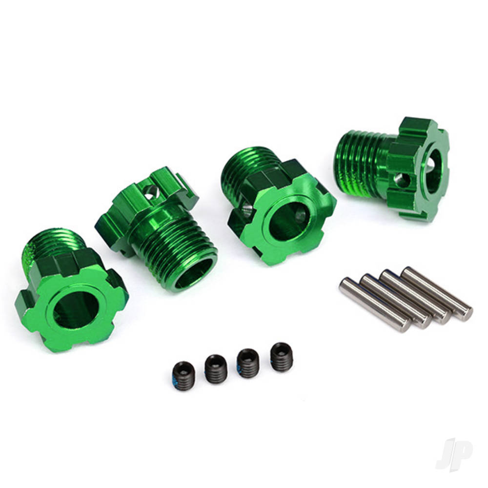 Traxxas Wheel Hubs, splined, 17mm (Green-anodised) (4 pcs) / 4x5 GS (4 pcs) / 3x14mm pin (4 pcs)