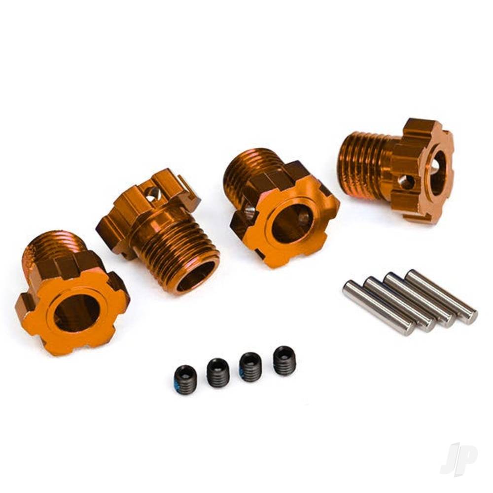 Traxxas Wheel Hubs, splined, 17mm (Orange-anodised) (4) / 4x5 GS (4) / 3x14mm pin (4 pcs)