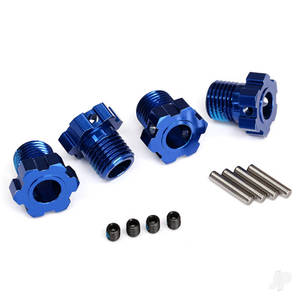 Traxxas Wheel Hubs, splined, 17mm (Blue-anodised) (4 pcs) / 4x5 GS (4 pcs) / 3x14mm pin (4 pcs)