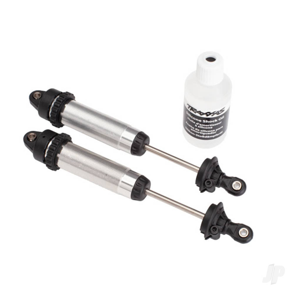 Traxxas Shocks, GTR, 134mm, Silver aluminium (fully assembled without springs) (Front, threaded) (2 pcs)