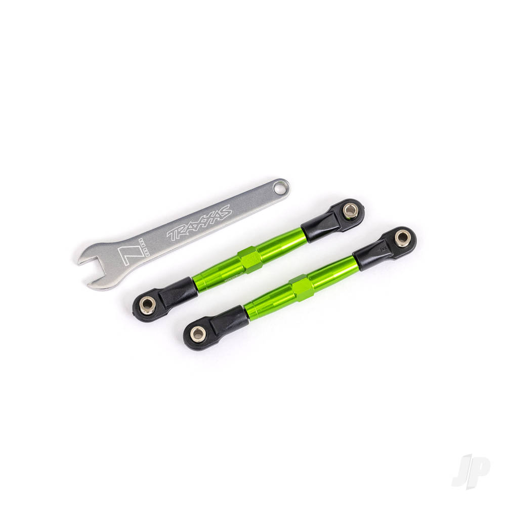 Traxxas Toe links, front (Tubes Green-anodised, 7075-T6 aluminium, stronger than Titanium) (2) (assembled with rod ends and hollow balls) / aluminium wrench (1) (fits Drag Slash)