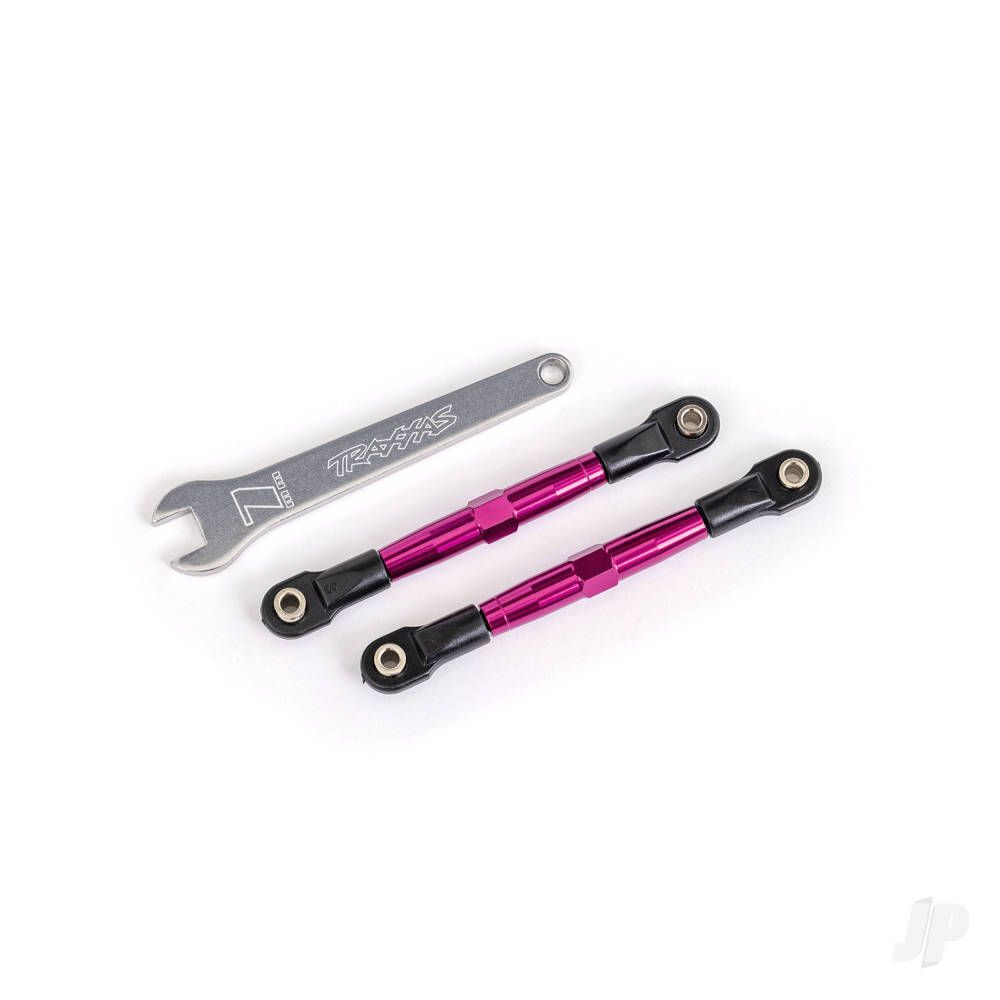 Traxxas Toe links, front (Tubes Pink-anodised, 7075-T6 aluminium, stronger than Titanium) (2) (assembled with rod ends and hollow balls) / aluminium wrench (1) (fits Drag Slash)