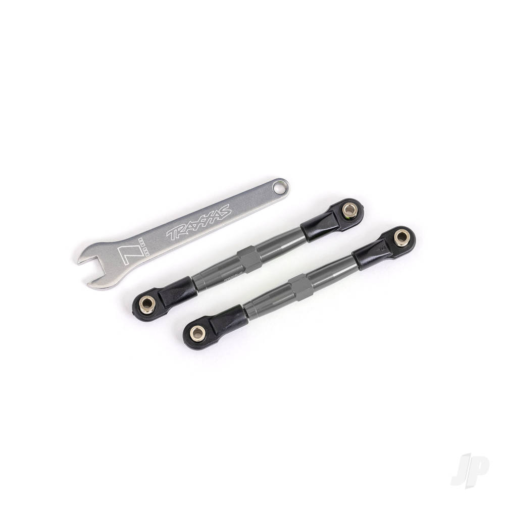 Traxxas Toe links, front (Tubes Charcoal Grey-anodised, 7075-T6 aluminium, stronger than Titanium) (2) (assembled with rod ends and hollow balls) / aluminium wrench (1) (fits Drag Slash)