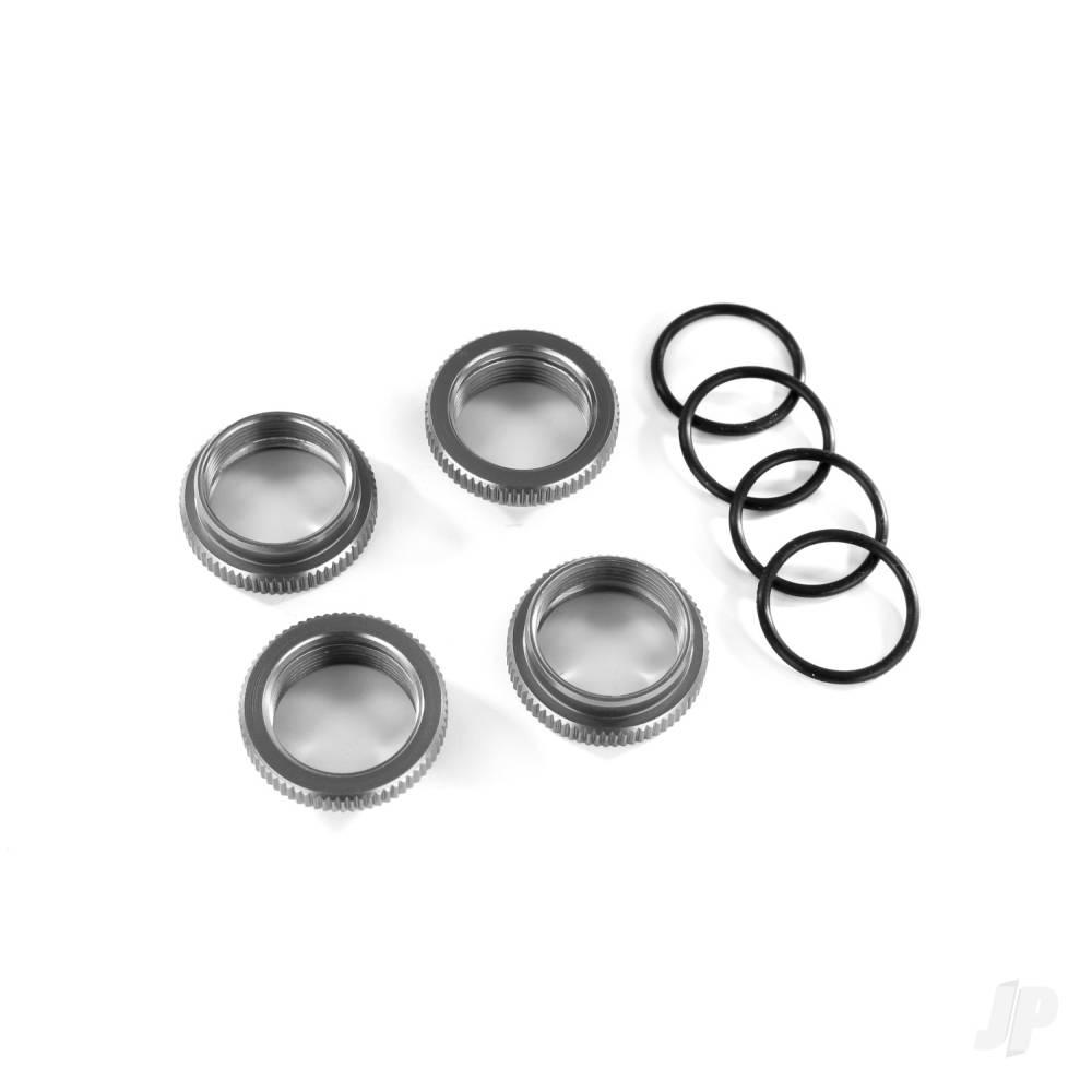 Traxxas Spring retainer (adjuster), Grey-anodised aluminium, GT-Maxx shocks (4) (assembled with o-ring