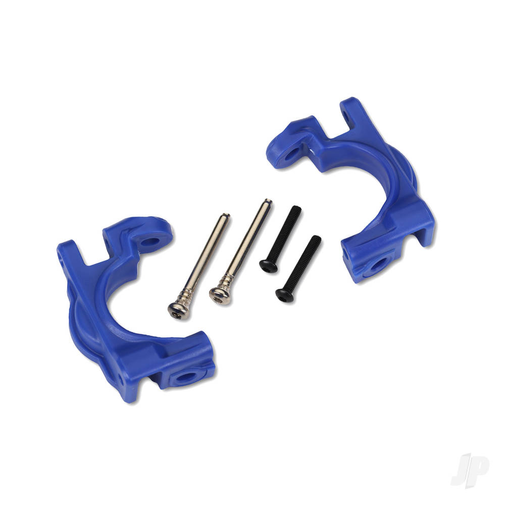 Traxxas Caster blocks (c-hubs), extreme heavy duty, Blue (left & right) / 3x32mm hinge pins (2) / 3x20mm BCS (2) (for use with #9080 upgrade kit)