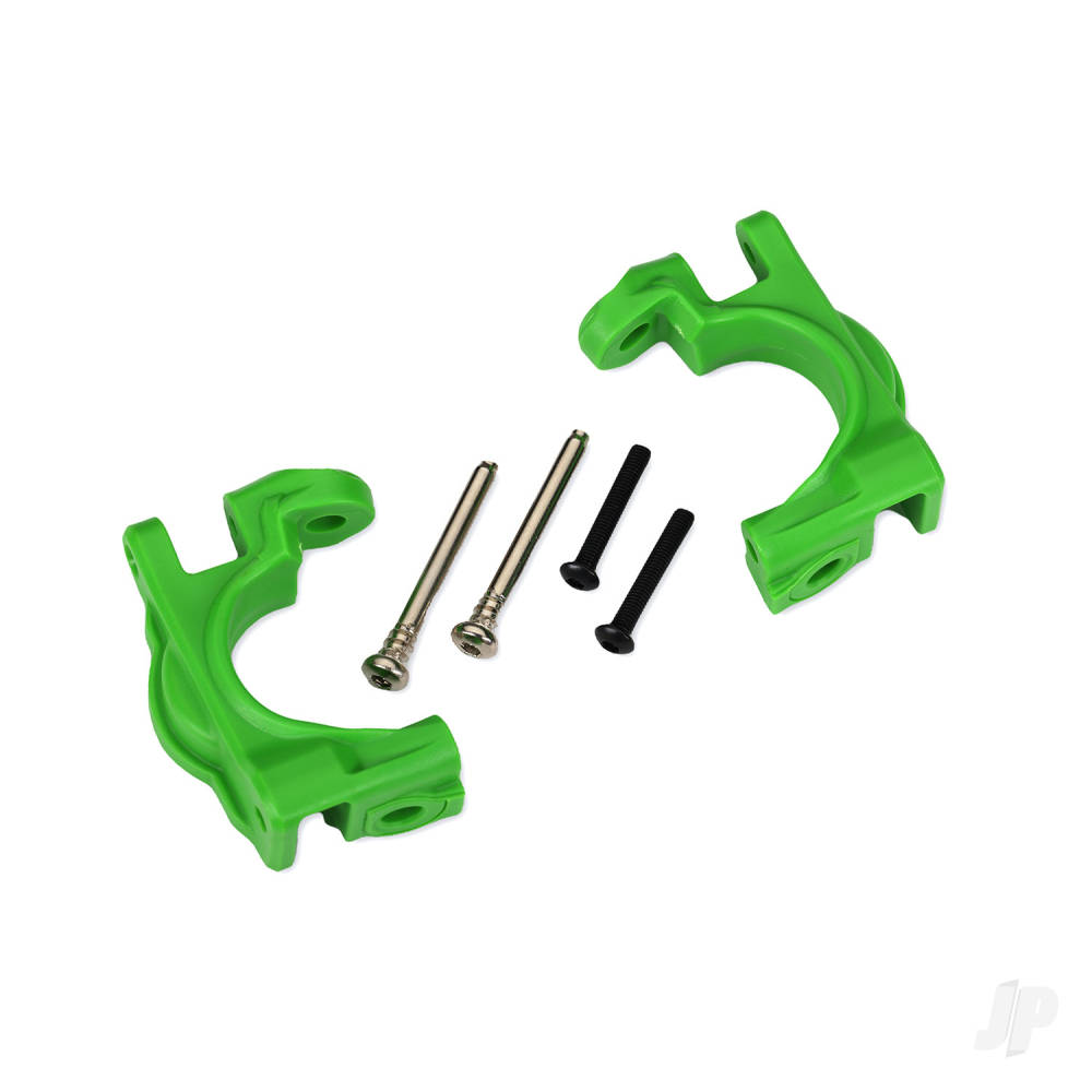Traxxas Caster blocks (c-hubs), extreme heavy duty, Green (left & right) / 3x32mm hinge pins (2) / 3x20mm BCS (2) (for use with #9080 upgrade kit)