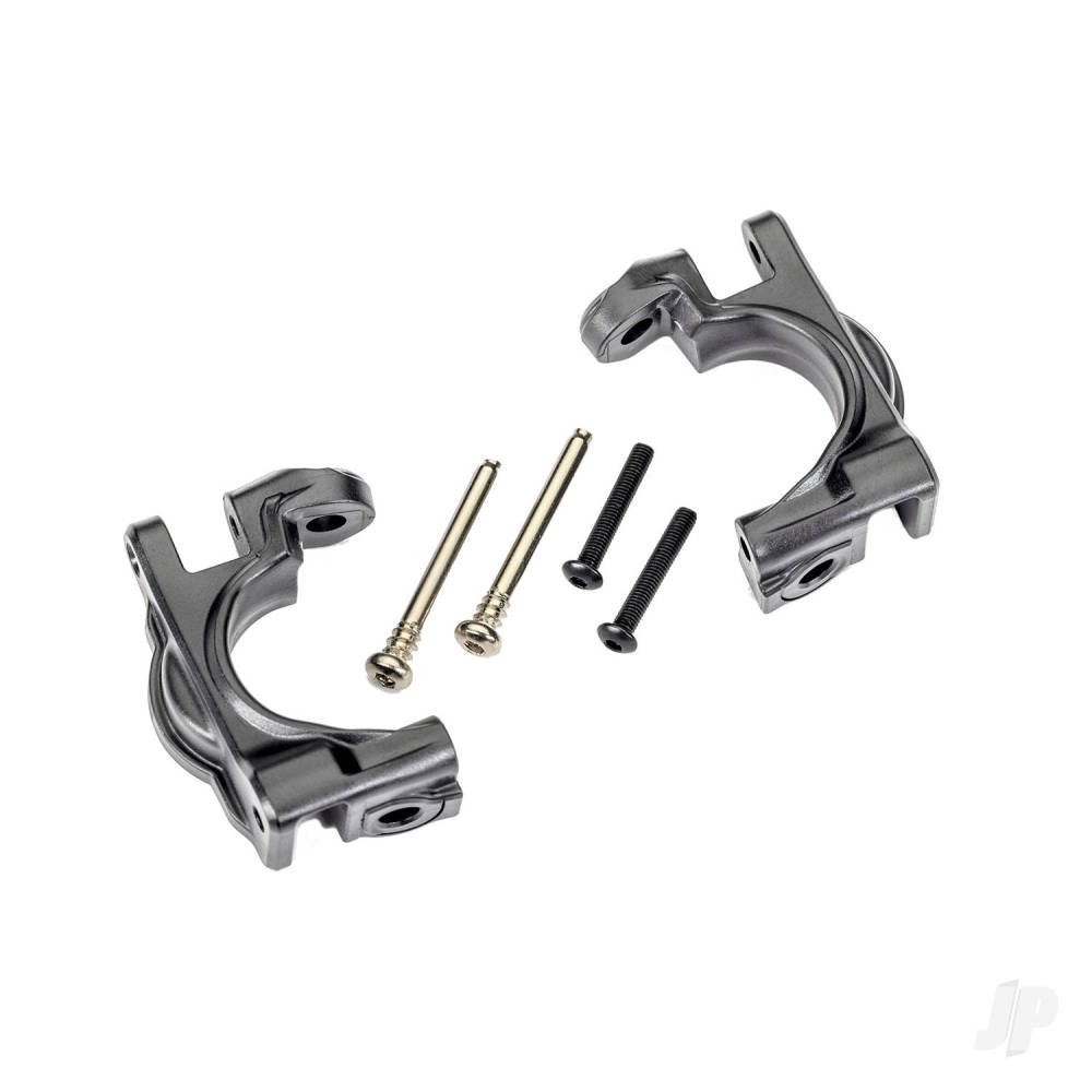 Traxxas Caster blocks (C-Hubs), extreme heavy duty, Grey (left & right)/ 3x32mm hinge pins (2)/ 3x20mm BCS (2) (for use with #9080 upgrade kit)