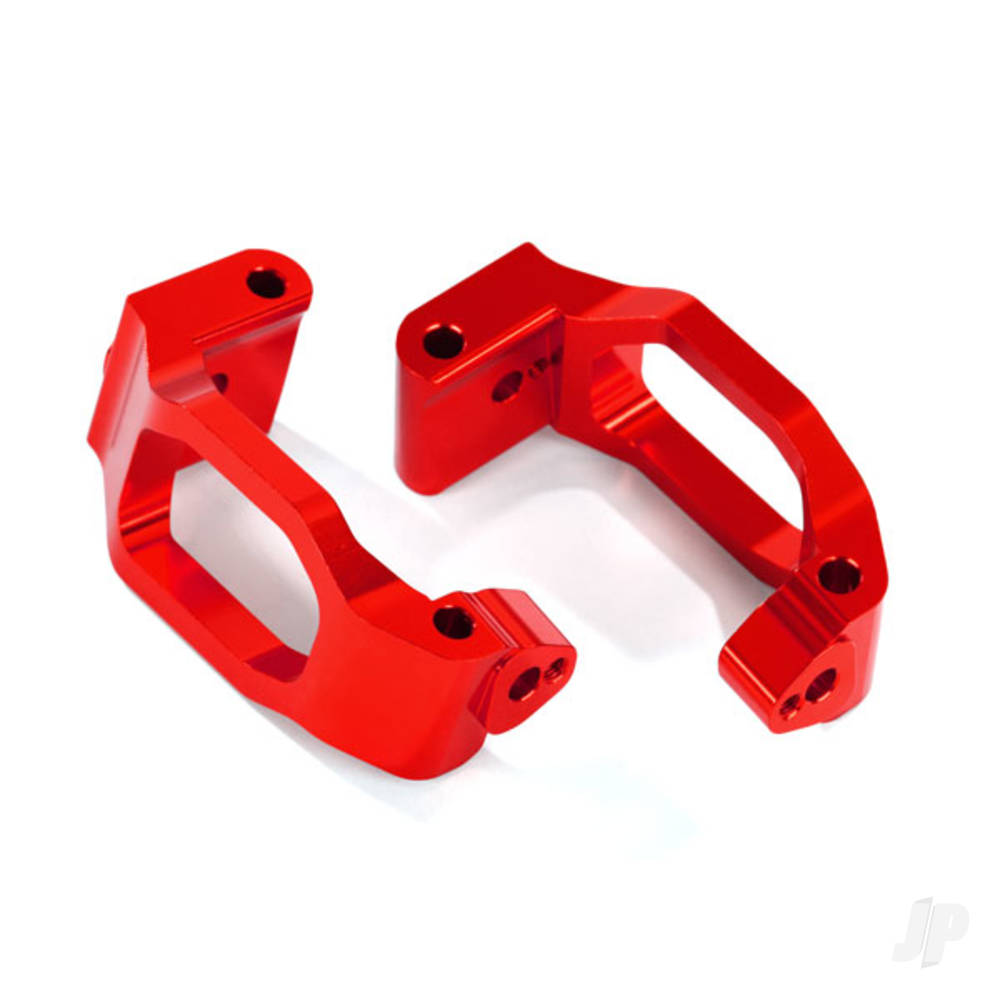 Traxxas Caster blocks (C-Hubs), 6061-T6 aluminium (Red-anodised), left & right / 4x22mm pin (4 pcs) / 3x6mm BCS (4 pcs) / retainers (4 pcs)