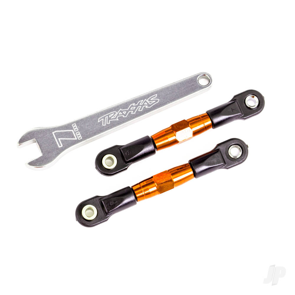 Traxxas Camber links, rear (Tubes Orange-anodised, 7075-T6 aluminium, stronger than Titanium) (2) (assembled with rod ends and hollow balls) / aluminium wrench (1) (fits Drag Slash)