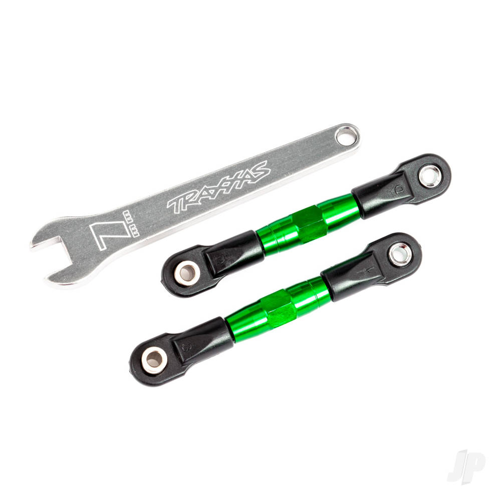 Traxxas Camber links, rear (Tubes Green-anodised, 7075-T6 aluminium, stronger than Titanium) (2) (assembled with rod ends and hollow balls) / aluminium wrench (1) (fits Drag Slash)
