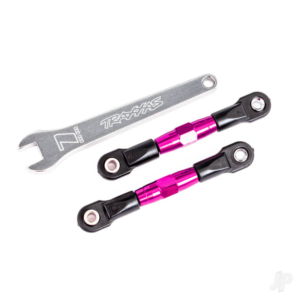 Traxxas Camber links, rear (Tubes Pink-anodised, 7075-T6 aluminium, stronger than Titanium) (2) (assembled with rod ends and hollow balls) / aluminium wrench (1) (fits Drag Slash)